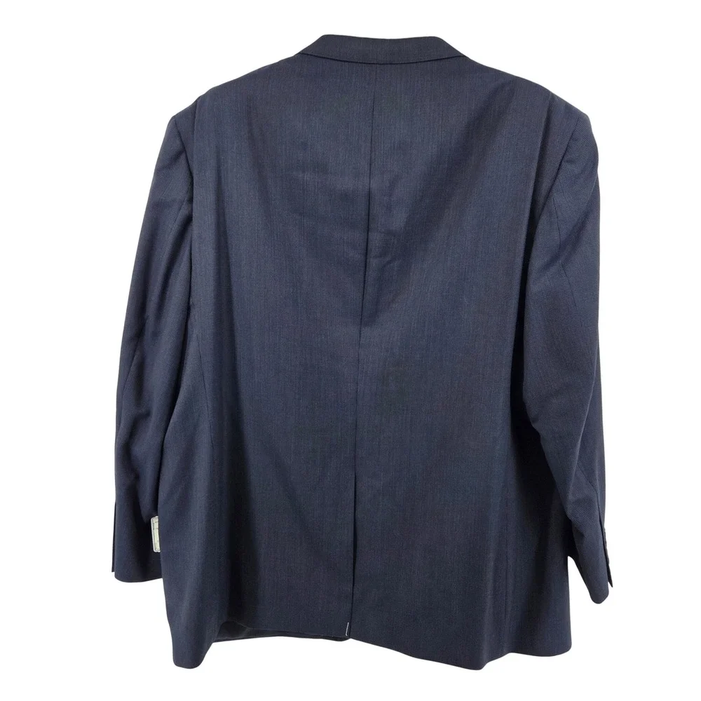Jos. A. Bank Traveler Blazer Royal Blue Micro‎ Check Plaid Wool Sport Coat 52R
